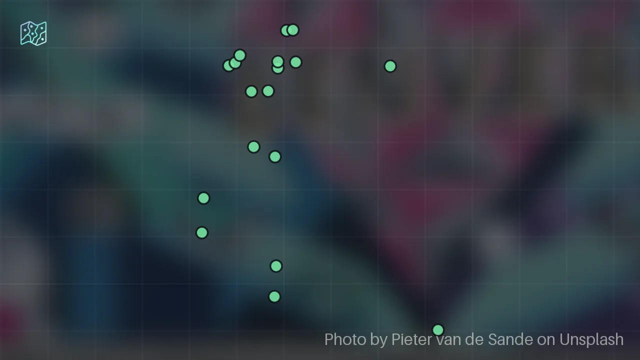 Map of 19 researched spots in Denver