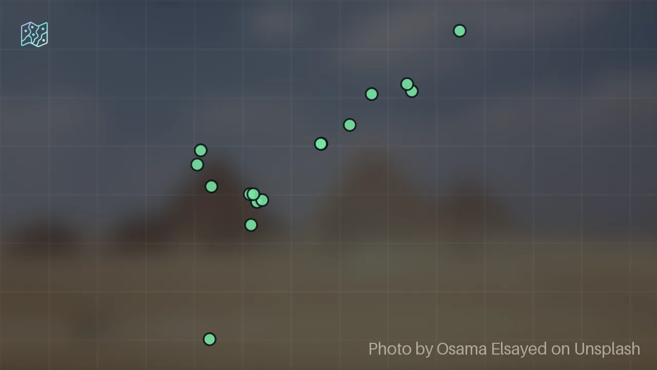 Map of 17 researched spots in Alexandria