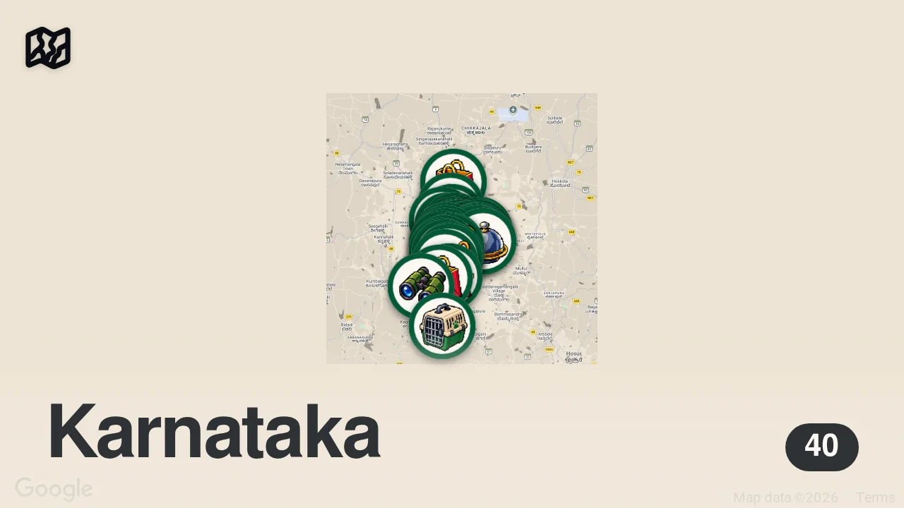 Map of 40 researched spots in Bangalore