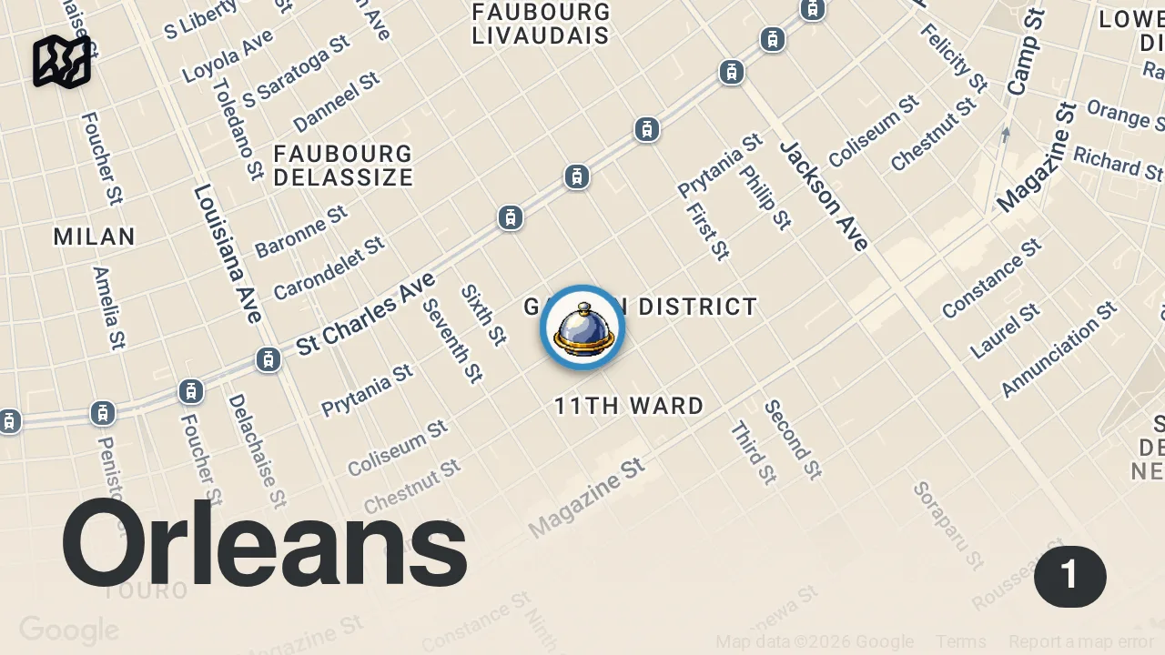 Map of 1 spot from INSIDE the MOST FAMOUS Restaurant in New Orleans | ULTIMATE Creole FEAST at Commander's Palace!