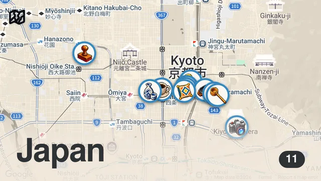 Map of 【京都祇園エリア】食べ歩き vlog │ おすすめグルメ＆スイーツ８選！お団子／抹茶／クレープ／清水寺