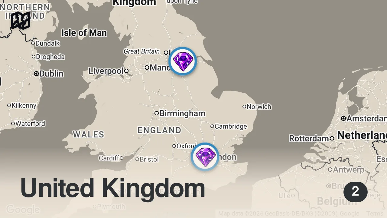 Map of 2 spots from Finding the Best Christmas Market Food in London