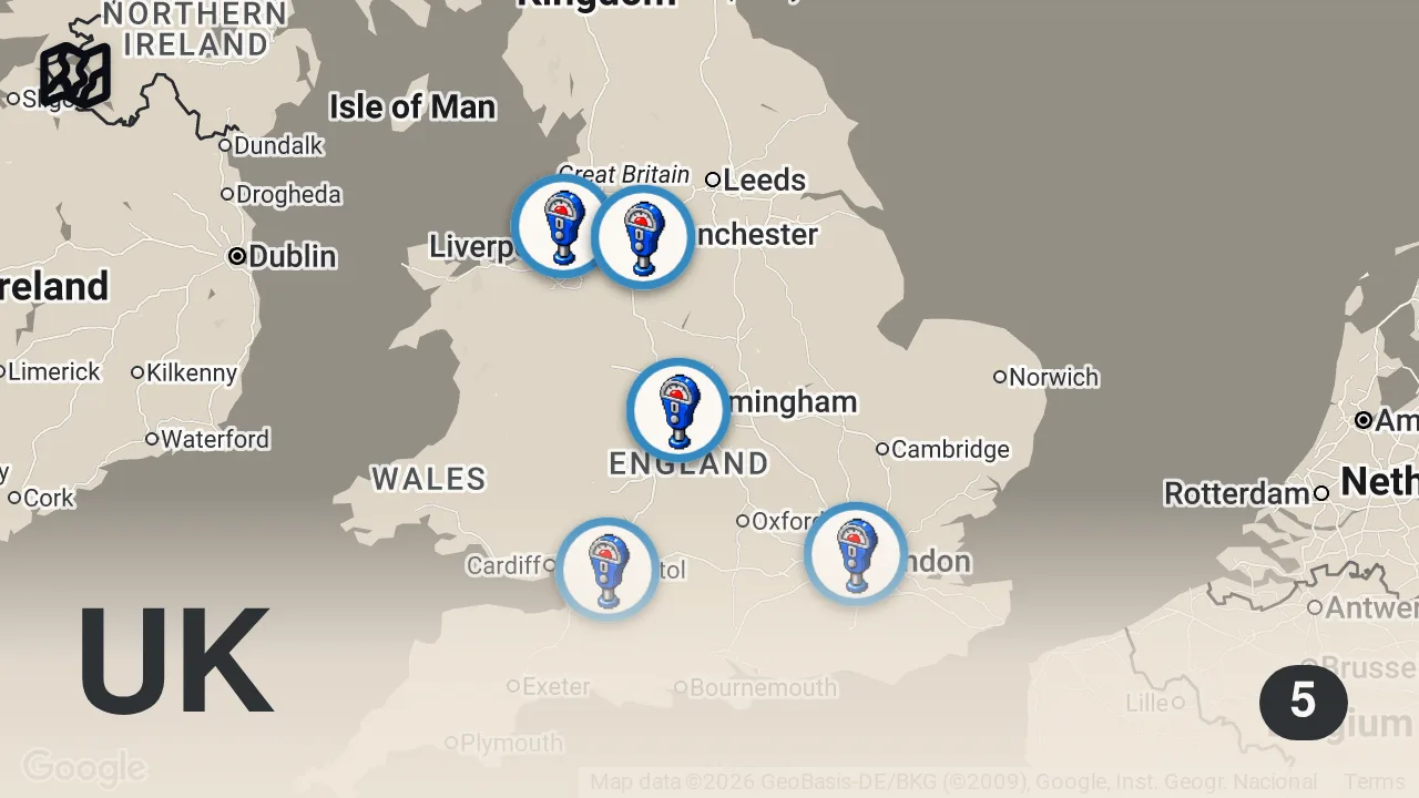 Map of 5 spots from Action Bronson United Kingdom Tour 2014
