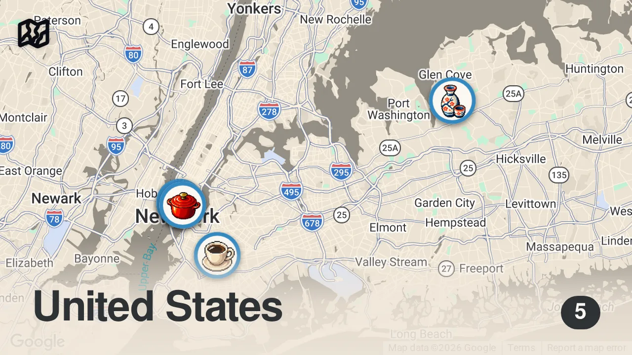 Map of 5 spots from top 5 rated restaurants in SoHo #soho #happyhournyc #restaurantsnyc #nyceats