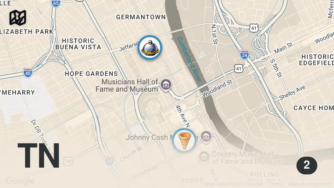 Map of 2 spots from Eating Instagram VIRAL Food For 24 Hours...*Taste Test*