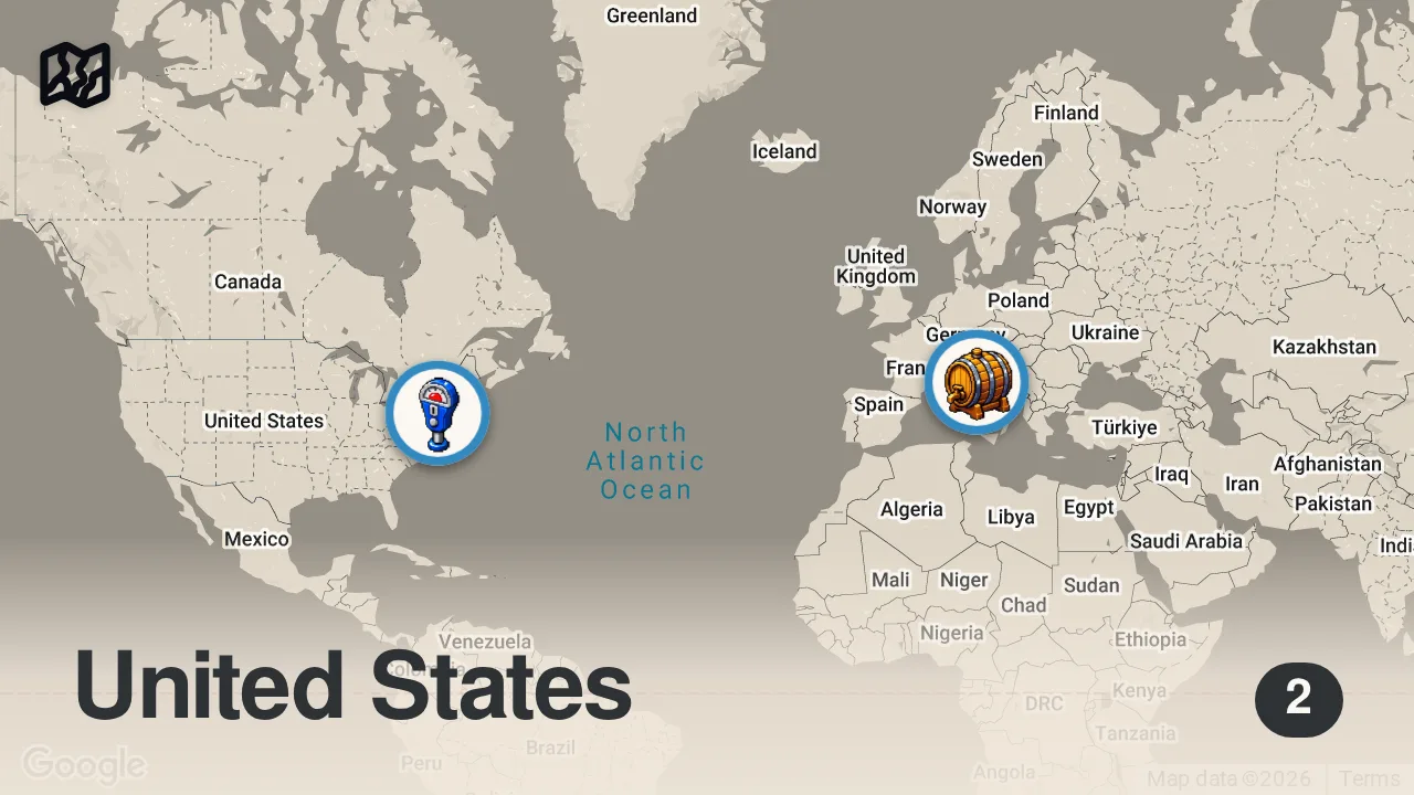 Map of 2 spots from Delicious Wild Boar at an Italian Truck Stop | Anthony Bourdain: No Reservations | Travel Channel