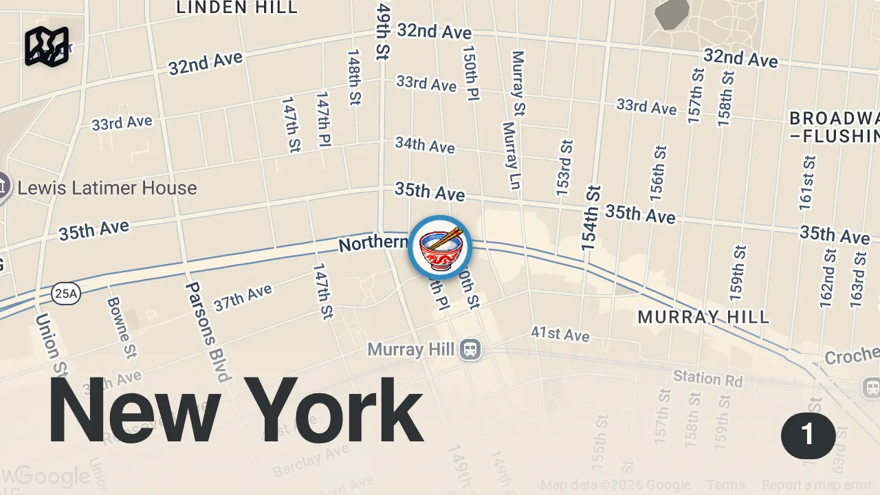 Map of 1 spot from Where I get dumplings (and kimchi buns) in New York City