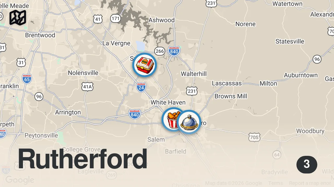 Map of 3 spots from Eating at Fast Food Restaurants I've NEVER Heard Of...