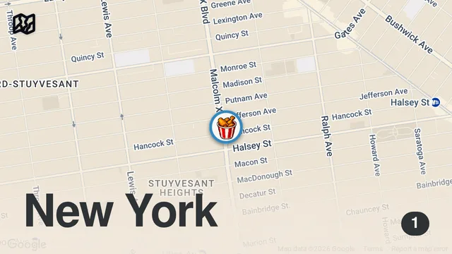 Map of Gotta check out this dope restaurant in Bed-Stuy Filly Luv #friedchicken #boba #brooklyn