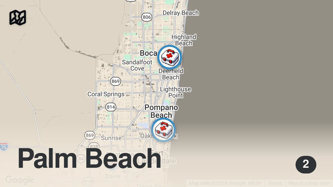 Map of 2 spots from Eating At Hospitals For 24 Hours… (This was sketchy)