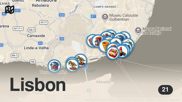 Map of LİZBON LEZZET REHBERİ 🇵🇹 Şef Restoranları, Esnaf Lokantası, Kahveciler, Hamburger, Nata!