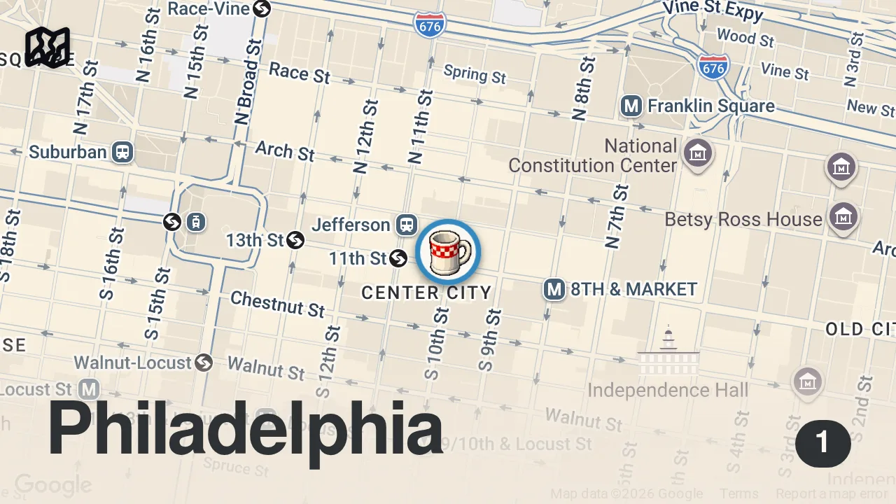 Map of 1 spot from A Decadent Brunch in Philly - 📍Bake N’ Bacon