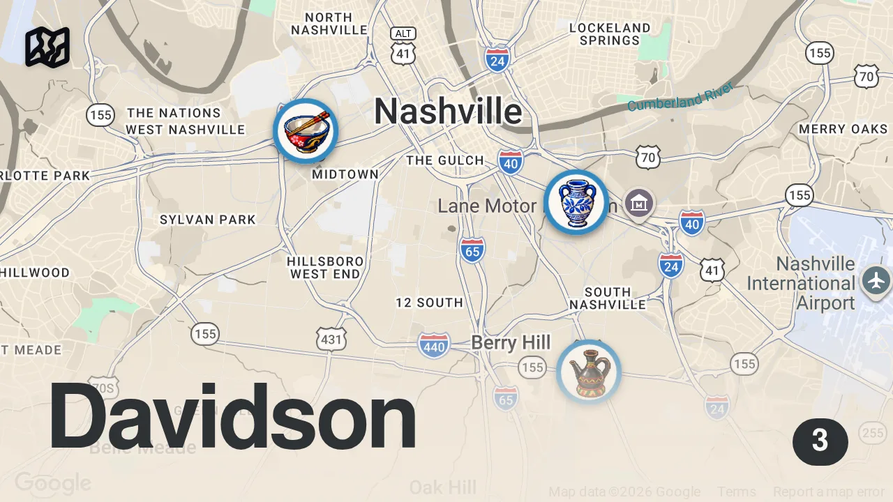 Map of 3 spots from Eating at SKETCHY Restaurants For 24 Hours...
