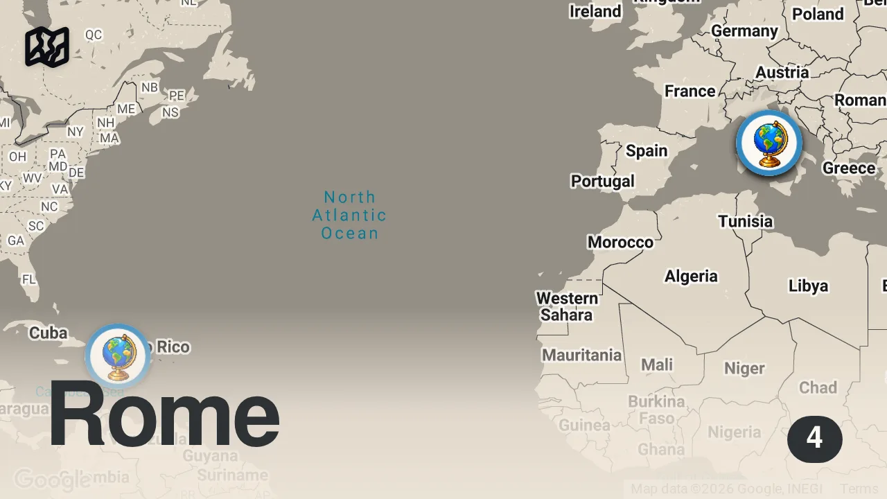 Map of 4 spots from COME TROVARE VOLI ECONOMICI ✈️ La mia strategia per volare LOW COST