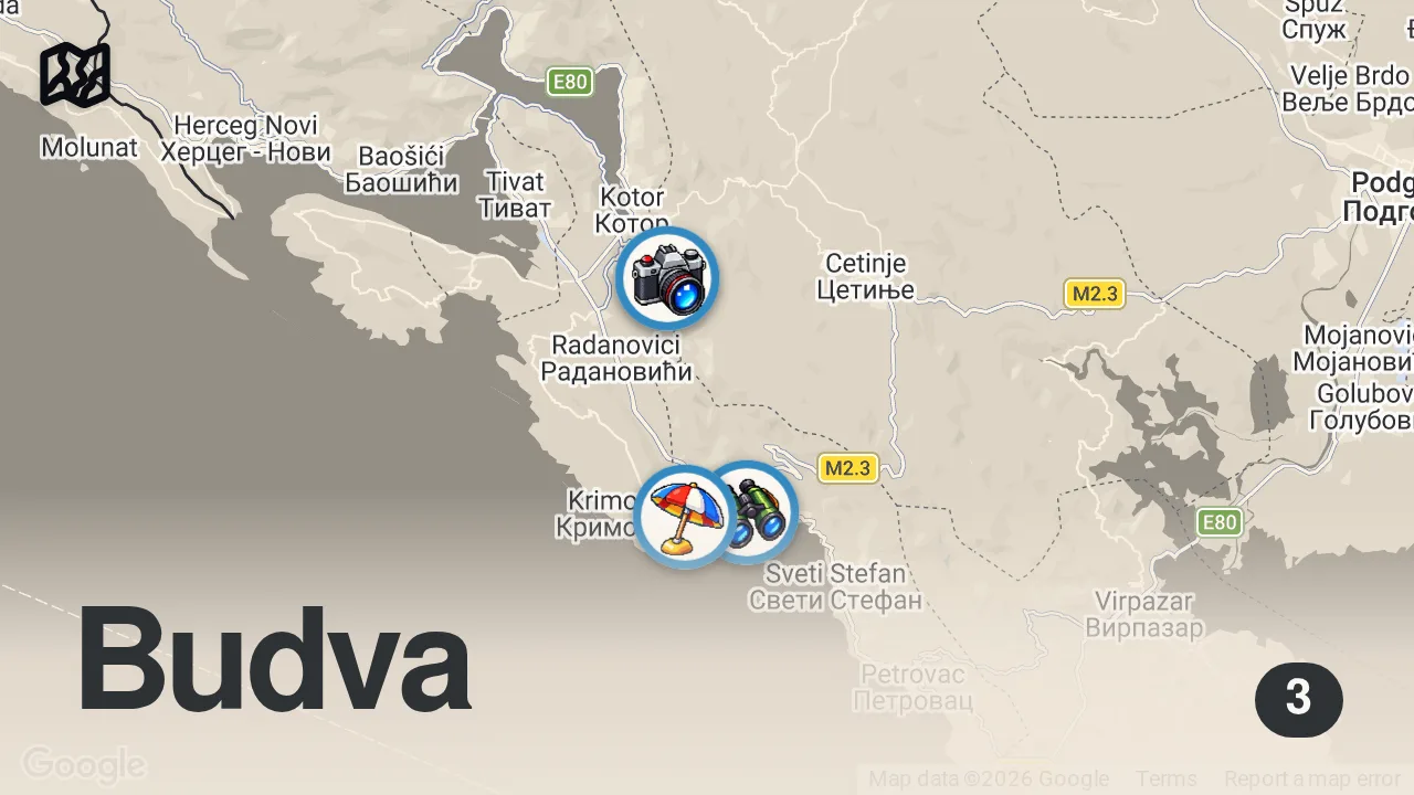 Map of 3 spots from I Had To Be Rescued In The Mountains Of Montenegro 🇲🇪 (extremely scary)