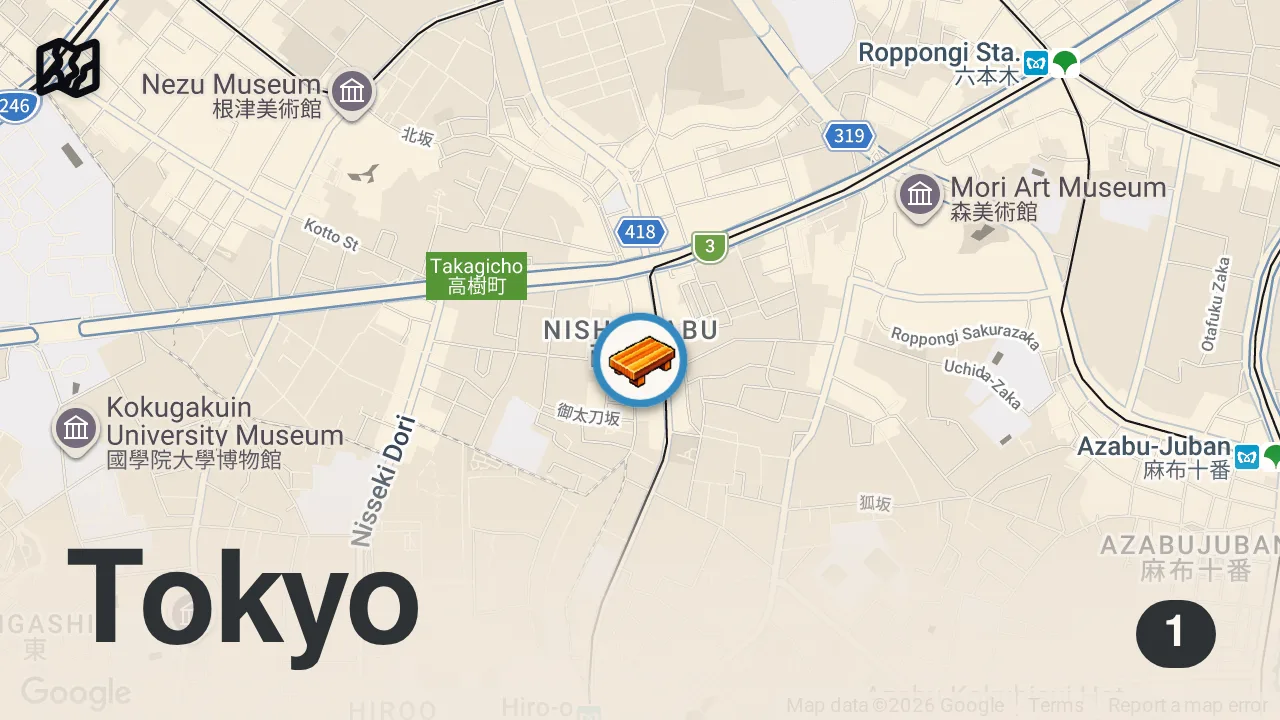 Map of 1 spot from $232 LUXURY 25 Course SUSHI OMAKASE DINNER in Tokyo Japan! (EXCLUSUVE Sushi Experience)