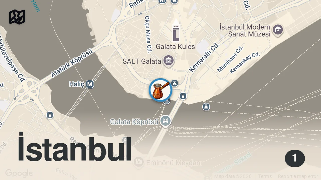Map of 1 spot from 37 Must Try Foods in ISTANBUL 🇹🇷 Doner, Baklava, Turkish breakfast, Kebabs & more!