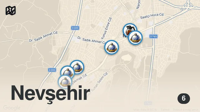 Map of 🇹🇷 Street Food Tour in CAPPADOCIA - Fiery Kebab - Street Food in NEVSEHIR, CAPPADOCIA