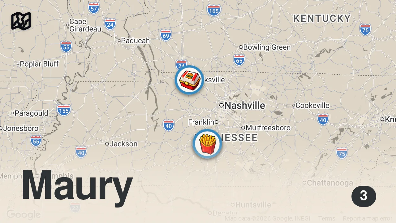 Map of 3 spots from Eating at SKETCHY Restaurants For 24 Hours...