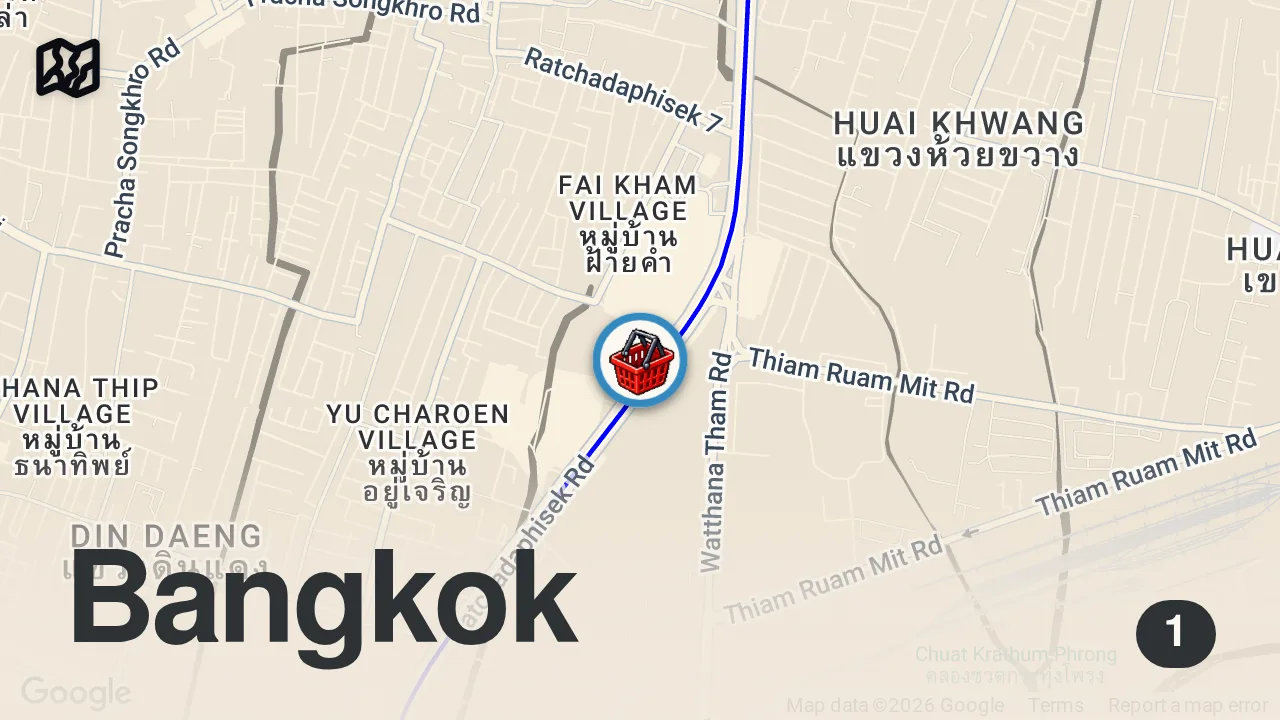 Map of 1 spot from EXOTIC Thai Street Food 🇹🇭 Ultimate Bangkok NIGHT MARKET Food Adventure