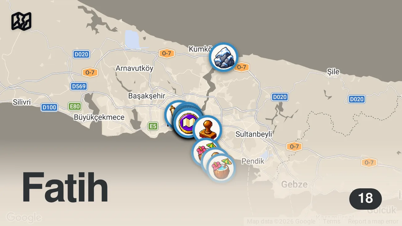 Map of 18 spots from 20 Best Things to Do in Istanbul: The Perfect 5-Day Itinerary (2026)