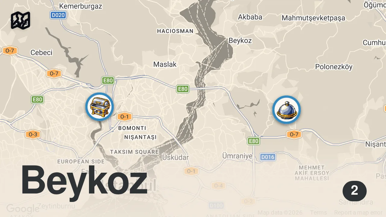 Map of 2 spots from BU LEZZET İSTANBUL'DA TEK (Hesaplar Senden Bölüm 6) - Ayaküstü Lezzetler