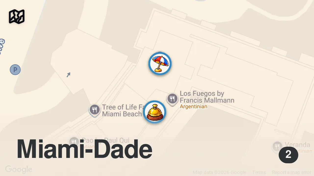 Map of 2 spots from Discovering an ULTRA-EXCLUSIVE 6-seat SPEAKEASY OMAKASE | El Secreto, Miami
