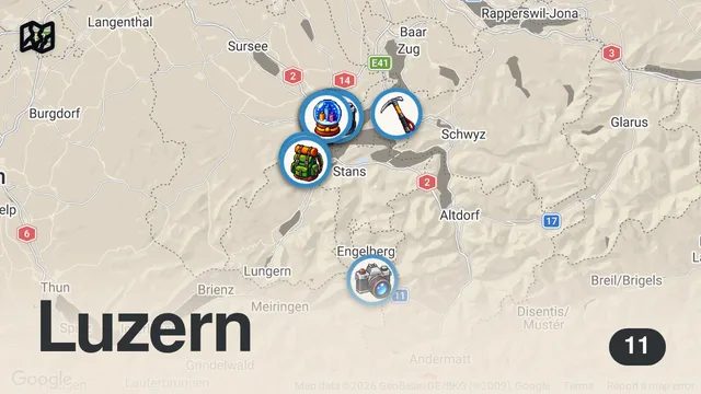 Map of TOP 10 LUZERN | Die besten Sehenswürdigkeiten & Tipps für deinen Urlaub