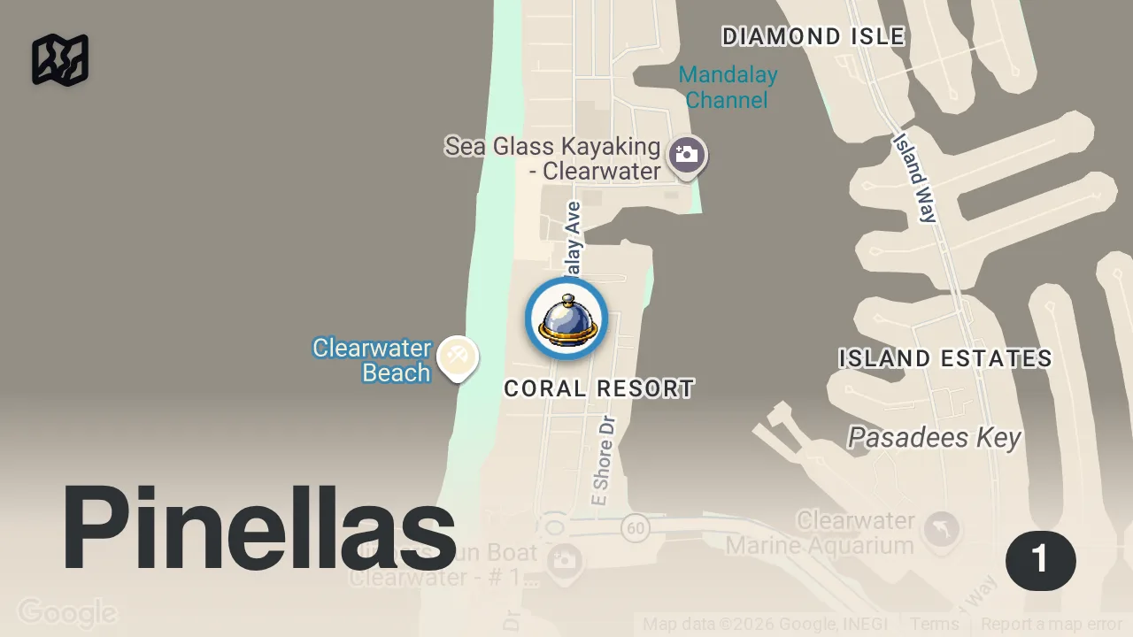 Map of 1 spot from Eating at Hulk Hogan’s Restaurant (this was shocking)