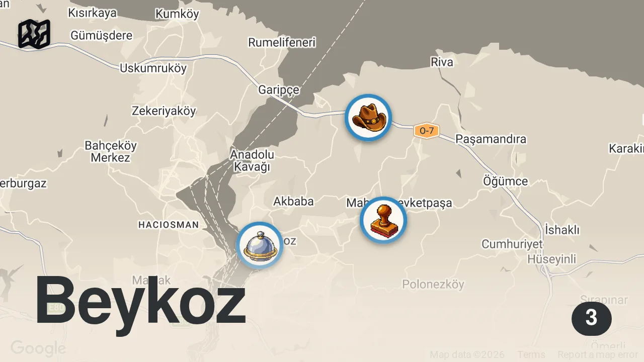 Map of 3 spots from ÇATAL BIÇAĞIN YASAK OLDUĞU BOĞAZ MANZARALI BALIKÇI!
