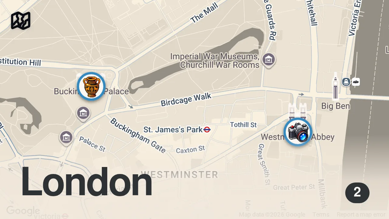 Map of 2 spots from Don’t make these mistakes when trying to see Changing of the Guard in London 💂🏻