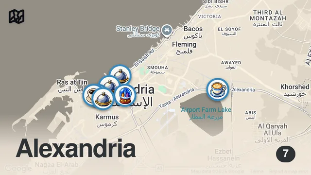 Map of مسافر مصر الاسكندرية ؟ افضل ٩ مطاعم لازم تجربهم  وادعيلي