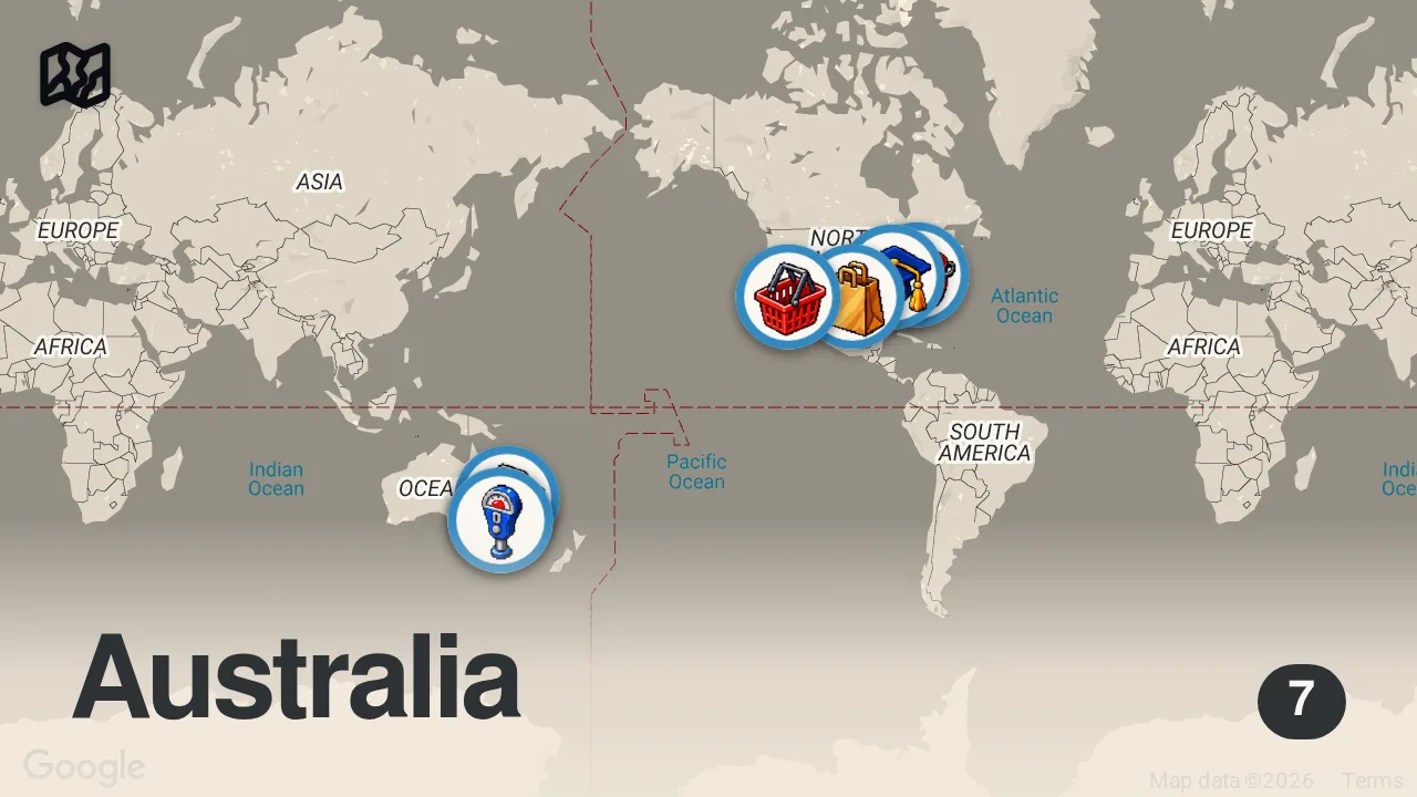Map of 7 spots from Best Meals by Pro Chefs of 2023! Compilation Part 1