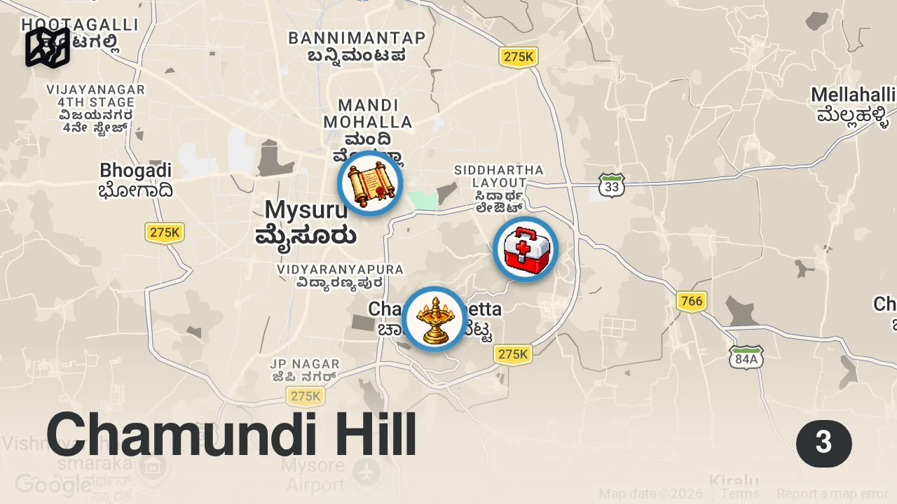 Map of 3 spots from Burnout made me book an AYURVEDIC Retreat | Indus Valley Ayurvedic Centre, Mysuru 🌿