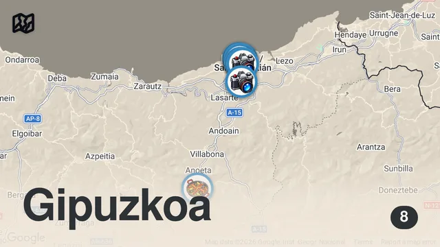 Map of Ultimate San Sebastián Food Tour 🇪🇸 || Pintxos, Txuleta Steak & MUST TRY Restaurants
