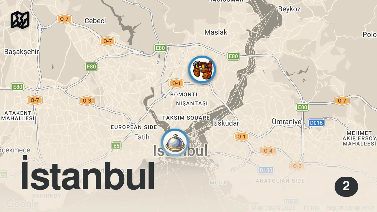 Map of 2 spots from Eminönü'nde kavurmanın tek adresi | Tek ürün, mükemmel bir lezzet!