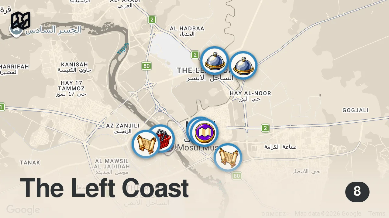 Map of 8 spots from I Found the "Next Level" of Shawarma in Iraq!