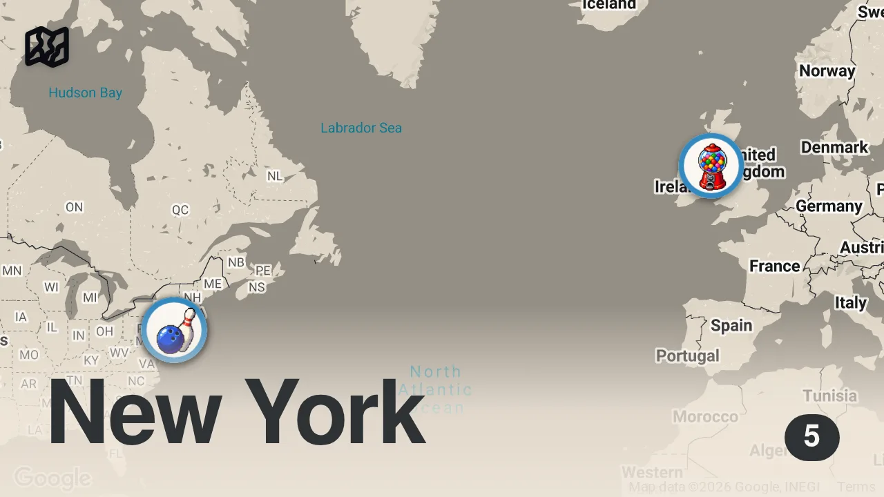 Map of 5 spots from I Like My Salads in Bagel Form! w/ Kit Keenan