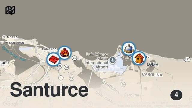Map of 24 HOUR Puerto Rican STREET FOOD Tour in San Juan Puerto Rico