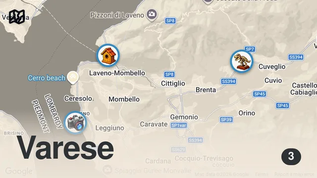 Map of LAGO MAGGIORE: Itinerario in Lombardia tra Panorami Spettacolari e Borghi
