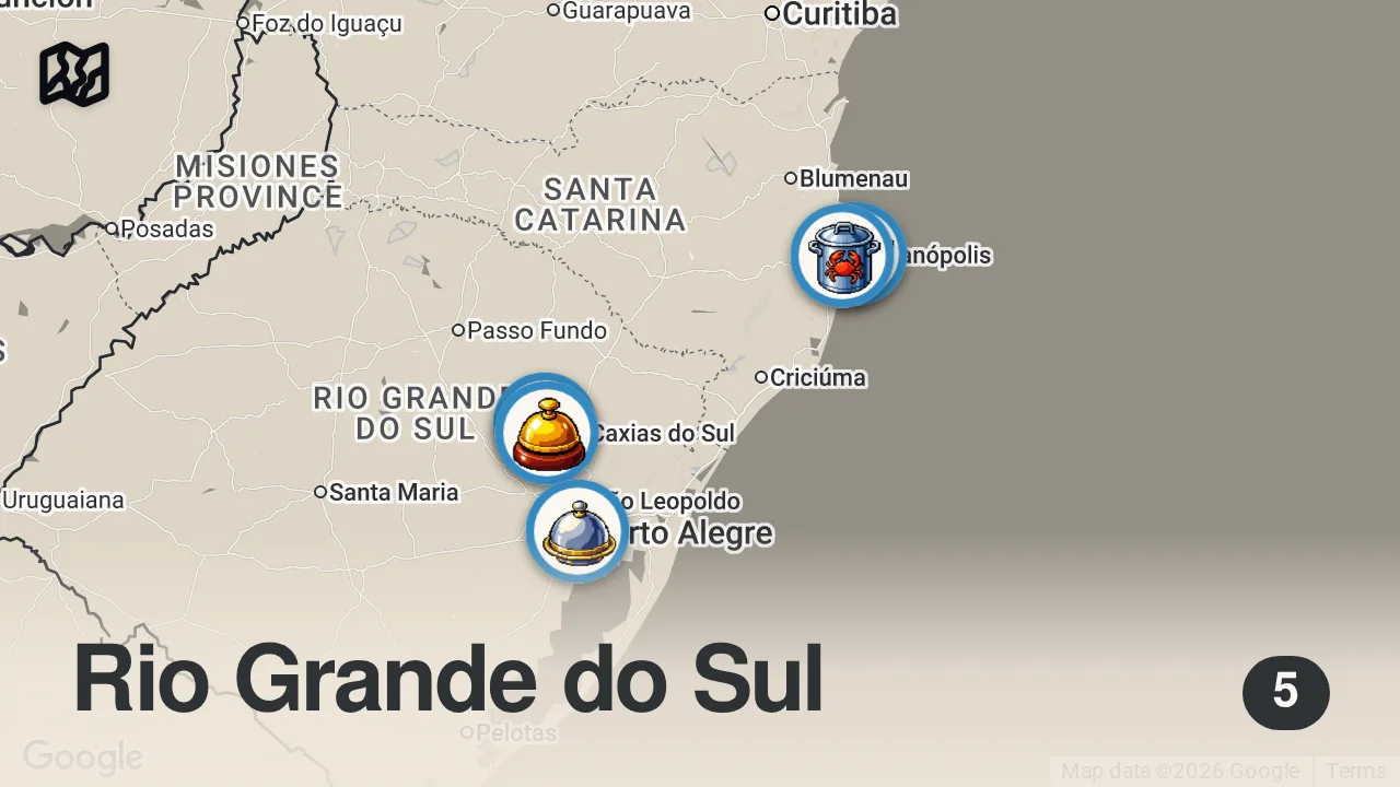 Map of 5 spots from I Went to Florianopolis, Brazil for the Food!! 🇧🇷