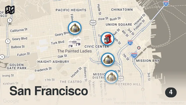 Map of 12HRS in SAN FRANCISCO - A Michelin Chef Shows Us His Favorite Restaurants