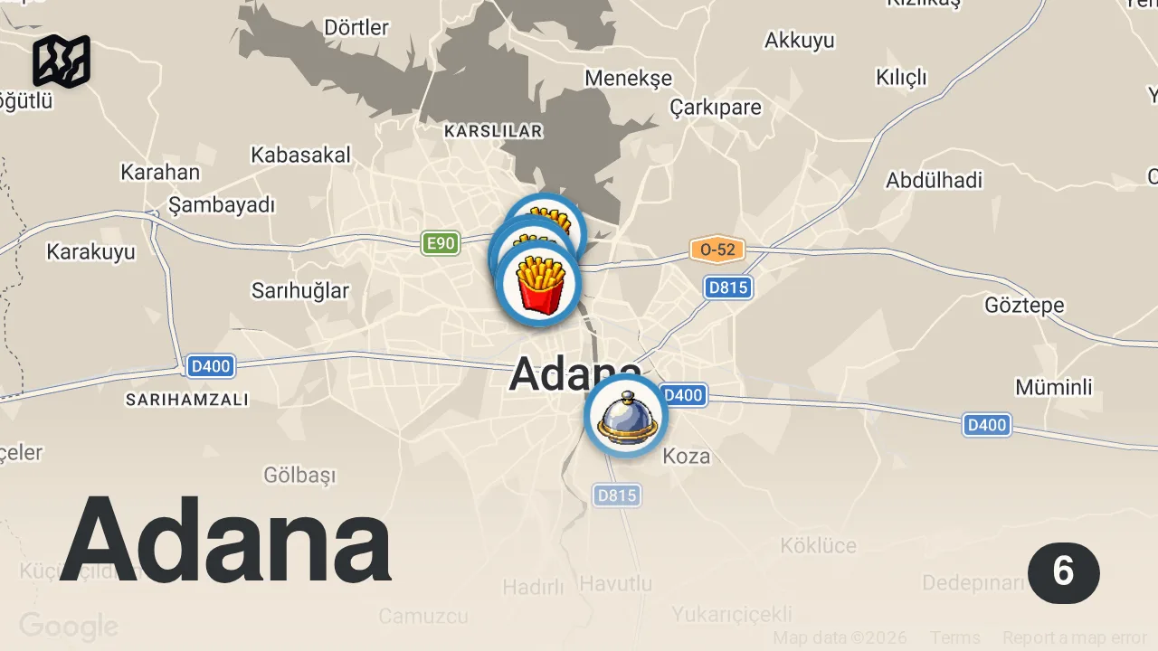 Map of 6 spots from 3 SAATTE 6000 TL SERİSİ ADANA!!!