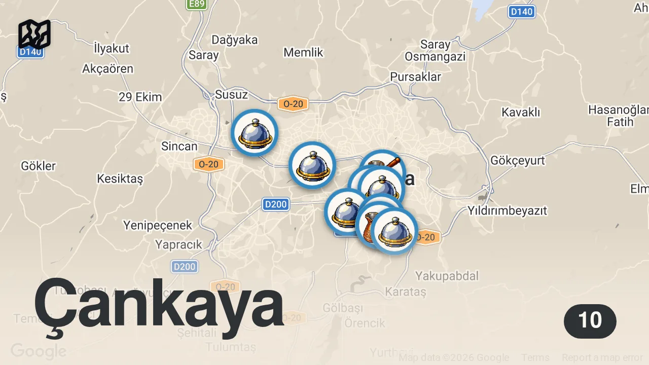 Map of 10 spots from ANKARA LEZZET REHBERİ (Köşk yemeği yedik) - Ayaküstü Lezzetler