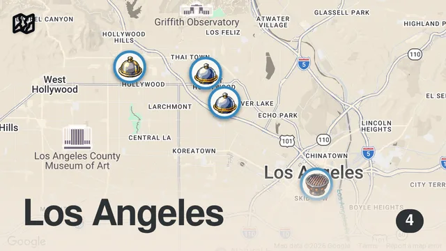 Map of 12HRS in LOS ANGELES -  Michelin Chef Curtis Stone Shows Us Where He Eats ft. Oyster Bar, Izakaya...