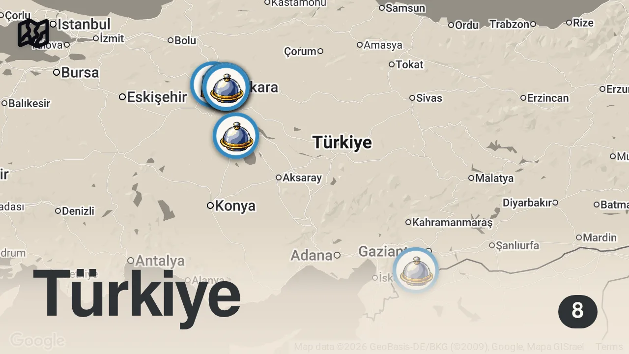 Map of 8 spots from ANKARA’NIN TÜM TABLACILARINI GEZDİM SERİSİ!!! ​⁠@Agirgurme