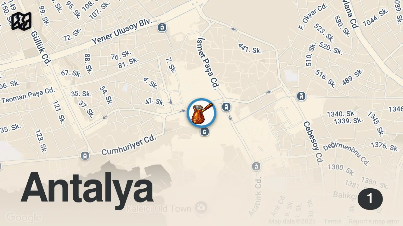 Map of 1 spot from BİR HAKKIN VARSA BURAYA GİT! | TOPÇU KEBAP ANTALYA