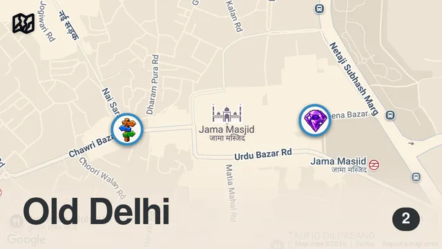Map of Best Kebabs in Old Delhi | Must-Try Street Food Near Jama Masjid & Chandni Chowk