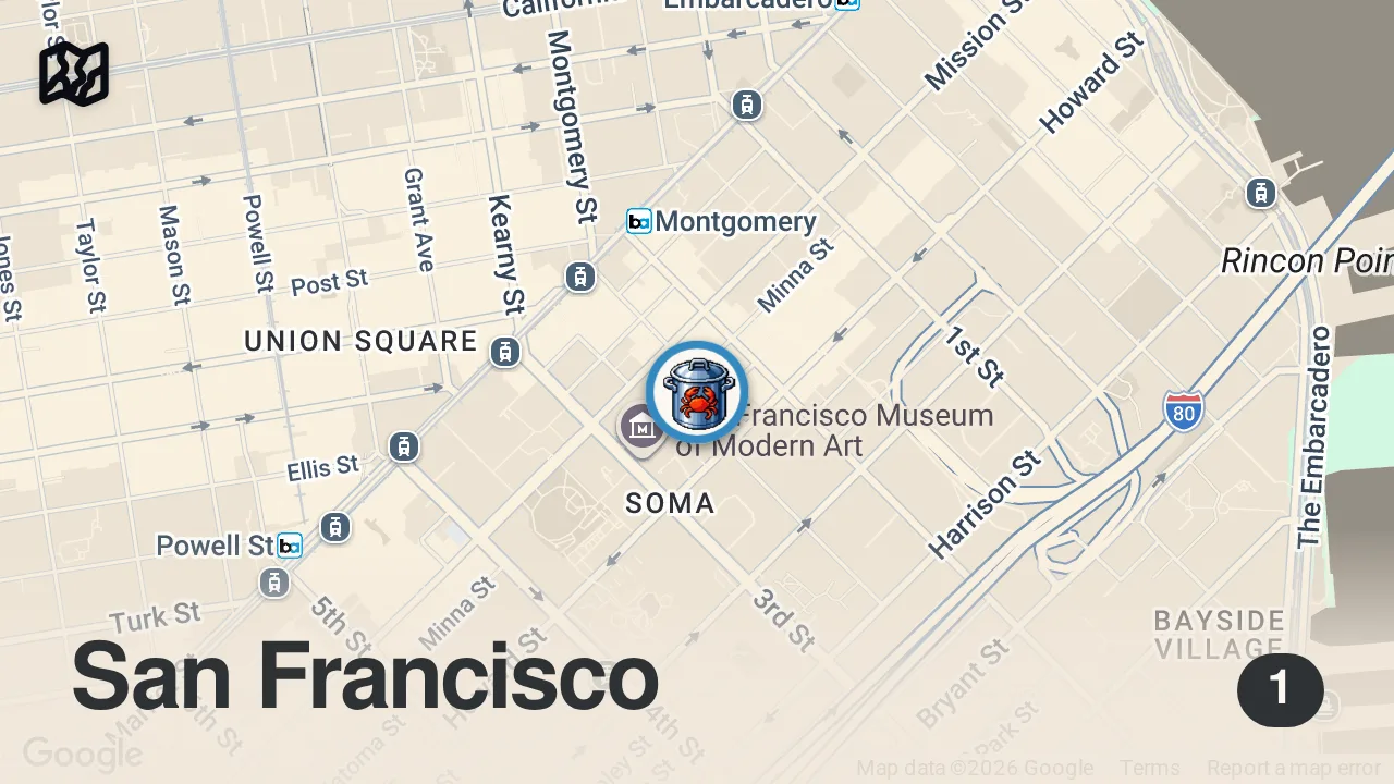Map of 1 spot from How the Iconic Three-Day Short Rib Helped Earn Mourad SF a Michelin Star — Plateworthy