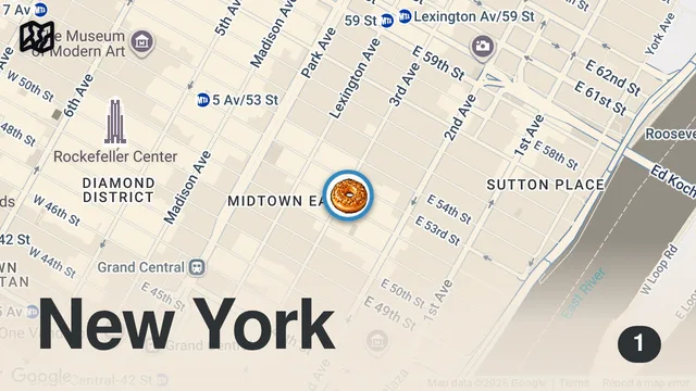 Map of Only eating NEW YORK BAGELS for an entire day
